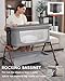 Winchild Bassinet - Baby Bassinet,3-in-1 Baby Bassinet Bedside Sleeper, Rocking Bassinet with Wheels,Comfy Mattress,Breathable Mesh,Storage,6 Height Adjustable Crib, for Day and Night(Mesh Grey)