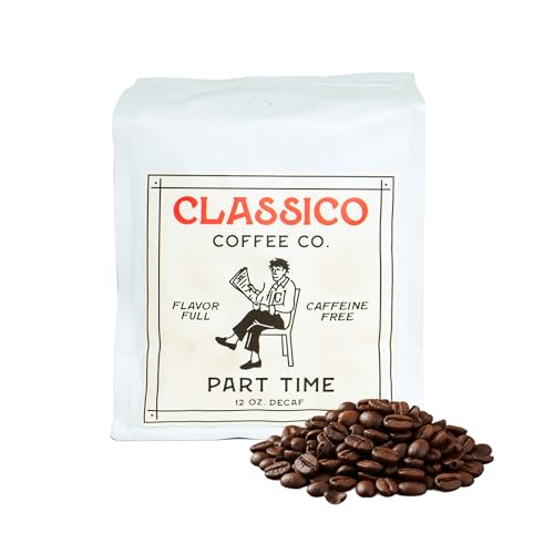 Terra Kaffe Classico Part Time Blend Decaf Coffee – Medium-Dark Roast Whole Bean – Swiss Water Process – Rich Flavor, No Jitters – Fresh Small-Batch Roasted – 12 oz – Great for Espresso & All Brew Methods