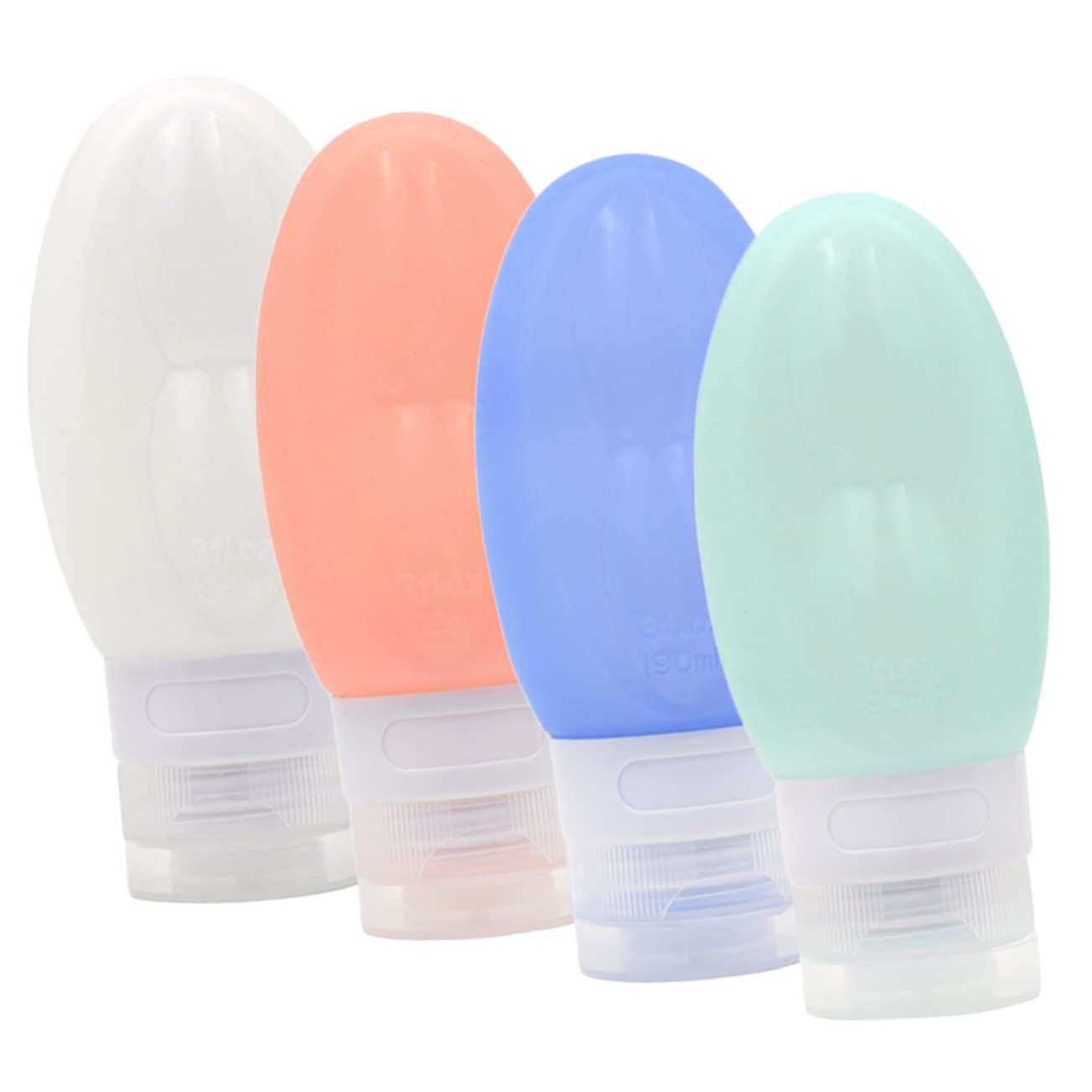 2 Set Bottiglie Viaggio Silicone Contenitori Squeezabili E Impermeabili Per Shampoo E Lozioni Per Cosmetici E Toiletries Viaggio Rosa Bianco 4 Pezzi*2