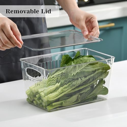 MineSign 4Pack Clear Storage Bins with Lids Divided Refrigerator Organizer with Handles Fridge Container for Fruits and Vegetables Food Storage Boxes for Snack Cans Pantry Cabinet Organization - Thumbnail 4
