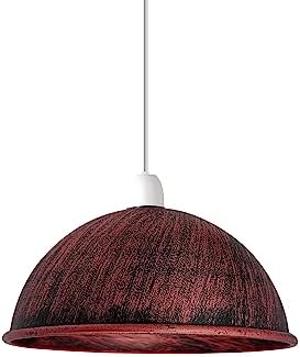 Metal Light Shade for Ceiling Pendant Lights, Retro Industrial Style Non Electric Bulb Guard, Dome Shaped Vintage Lampshades for Kitchen Office Bedroom + Free Reducer Ring (21cm - Black and Gold)