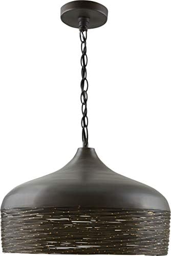 Capital Lighting 330512GI Sana Hand-Wound Steel Wire with Brass Speckling Metal Dome Pendant, 1-Light 100 Watts, 13" H x 17" W, Grey Iron