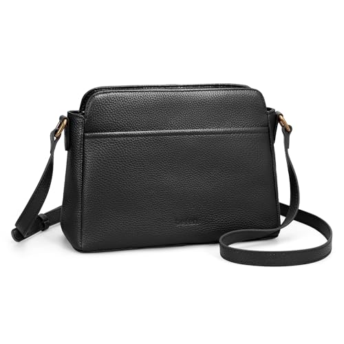 Befen Black Leather Crossbody Bag with RFID for Women