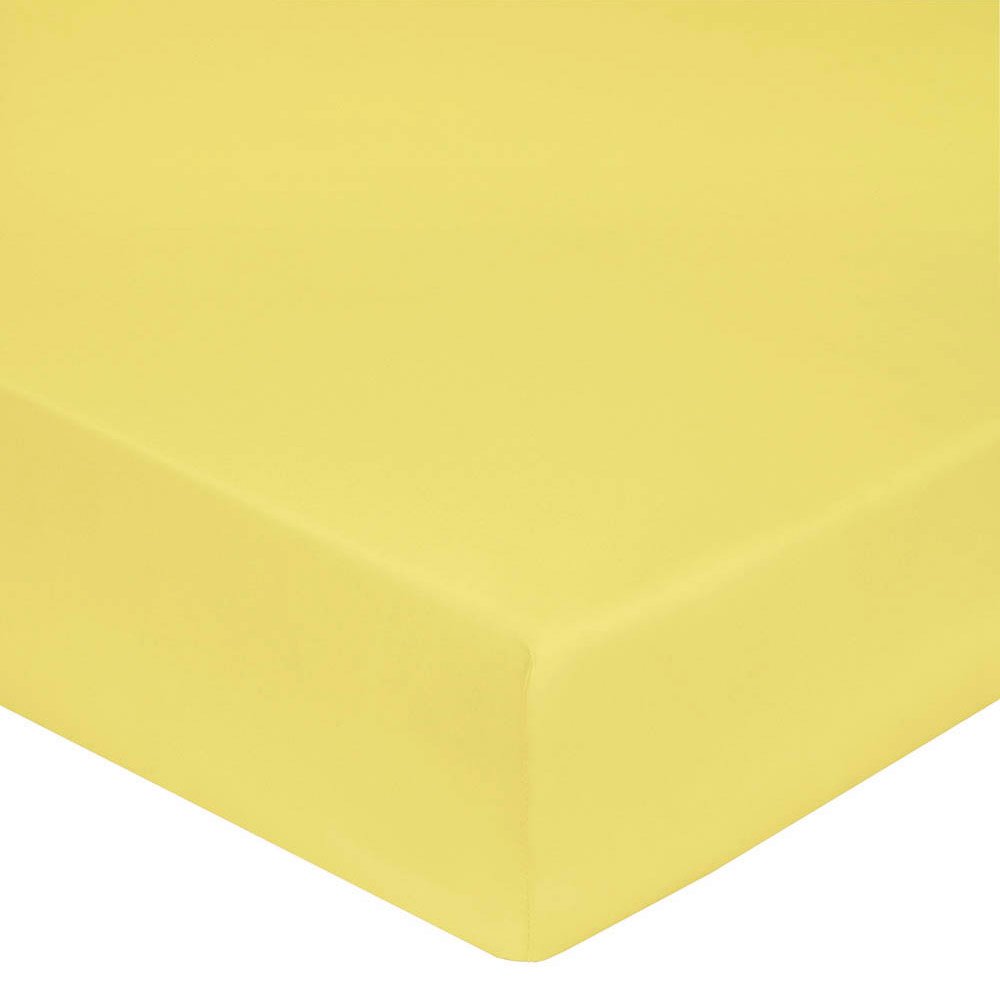 Drap Housse Uni Coton Percale 80 Fils 140X190 Citron Bonnets 30 Cm