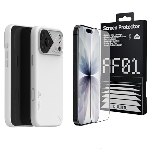 Coque iPhone 17 Pro Aulumu en cuir végan blanc et film de protection haut de gamme
