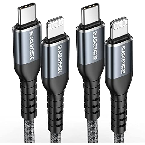 Cable USB C a iPhone BLACKSYNCZE con Certificado MFi y Carga Rápida PD 20W, 2Pack 1M Cover