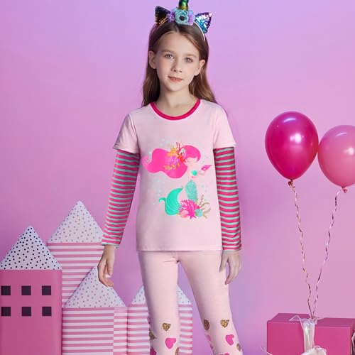 VIKITA Girls' Long Sleeve T-Shirts Winter Tops for Kids 3-12 Years Cotton Casual Print Shirts2