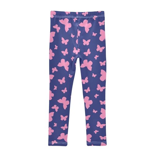 Navy Blue Butterfly Girls Leggings,Workout Leggings for Girls Toddler Athletic Leggings Size for 3-10T2