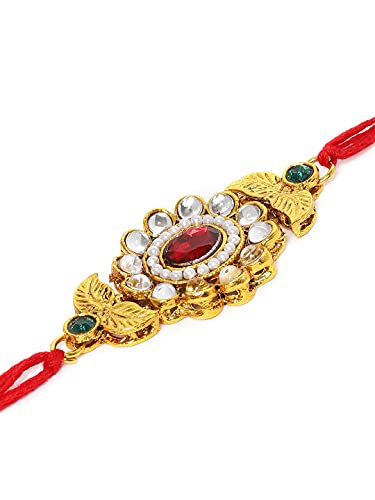 Traditional Green & Stones Rakhi, Festive Gift