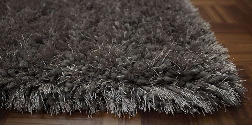 Image of Handcrafted Microfiber Dark Grey Shaggy Carpet 3x3 Feet Square with Thick Soft Plush Pile, Anti Slip Backing, Ideal for Living Room, Bedroom, Hall and Home Interior Decoration