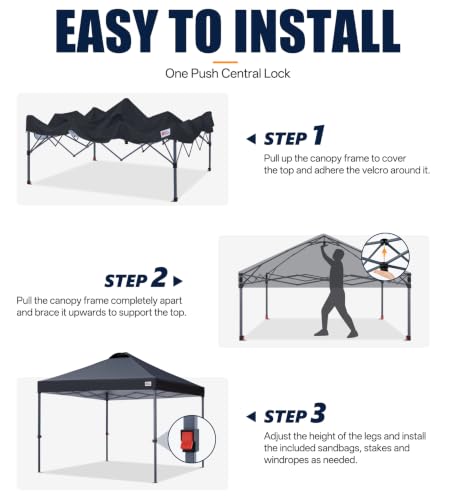 Image of MASTERCANOPY 10x10 Durable Pop Up Canopy Tent with Roller Bag, Black