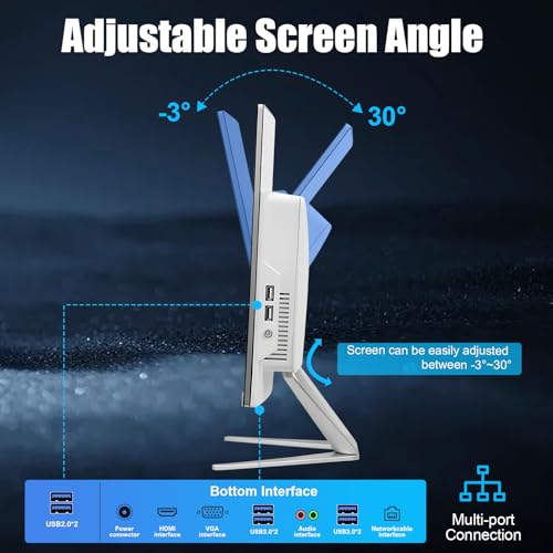 Image of All-in-One Desktop Computer PC, 24 inch Curved FHD Display, i5-6500T Quad-Core Processor 16GB RAM 512GB SSD, Dual-Band Wi-Fi, Bluetooth, 6 USB, VGA for Office Gaming Home Study