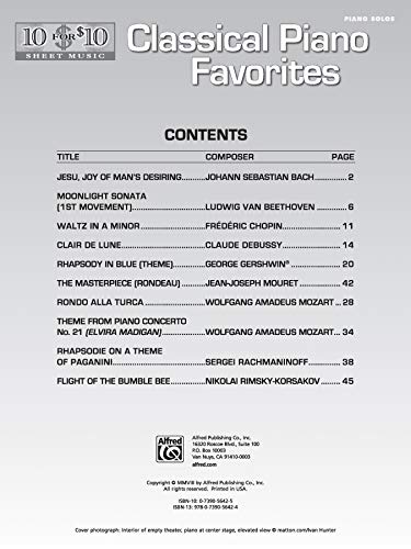10 for 10 Sheet Music Classical Piano Favorites: Piano Solos - Image 3