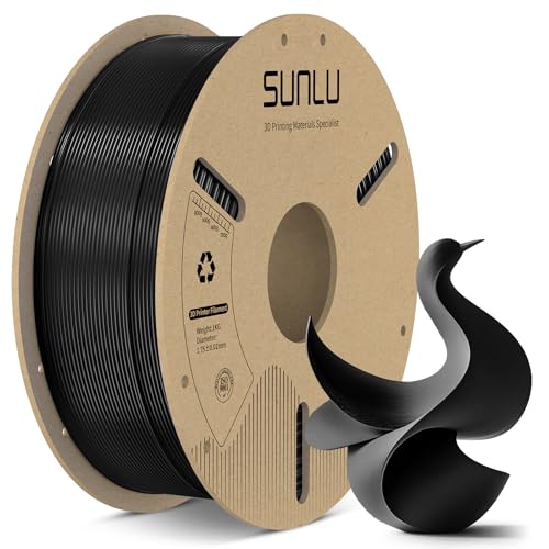 SUNLU PLA Filamento 1.75mm, Filamento para Impresora 3D 1.75mm ±0.02mm, Apto para la mayoría de Impresoras 3D FDM, Carrete de Cartón 1KG. (Negro)