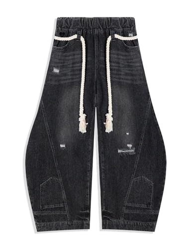 Aelfric Eden Baggy Barrel Jeans Reverse Loose Ripped Denim Pants for Women Men Elastic Waist Streetwear Y2k Trousers