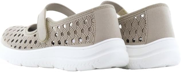 Calzado Flossy Calado para Mujer con Plantilla Memory Foam Extraible,Suela Blanca, Cierre Ajustable.Fabricado en España.