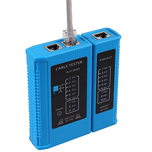 Image of ELECTRO WOLF Crimping Tool Kit RJ45 CAT5 CAT5E CAT6 Crimping Tool, Network Cable Tester, Wire Punch Down Cutter, 50pcs RJ45 CAT6 Pass Through Connectors, 50pcs Covers, 9v Battery (Blue)