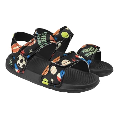 Pynewomyt Perfect Technique Black Print Kids Sandals Toddler Summer Shoes Boys Fashion Slide Sandals for Summer Adjustable Straps Slip on Athletic Casual Walking Slide