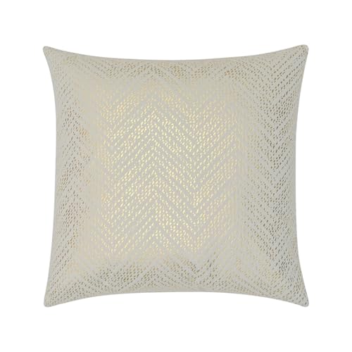 Image of Wakefit Designer Cushion Cover | 16x16 inch | Velvet Foil Print Fabric | Machine Washable | Pack of 1 | Golden Dust | Off White Fabric & Golden Print