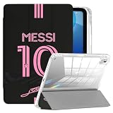 ZERMU for iPad (A16) 11th/10th Generation 11"/10.9" (2025/2022) Case, Crystal Clear Mess%i Back #10 Miam%i Argentina Soccer Shockproof Cover [Auto Sleep/Wake] with Pencil Holder, Multi-Angle KickStand