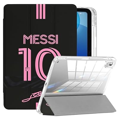 ZERMU for iPad (A16) 11th/10th Generation 11"/10.9" (2025/2022) Case, Crystal Clear Mess%i Back #10 Miam%i Argentina Soccer Shockproof Cover [Auto Sleep/Wake] with Pencil Holder, Multi-Angle KickStand