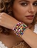 iF YOU 12 Pcs Boho Beaded Bracelets for Women, Brown Orange Bohemian Stackable Gold Bead Stretch Bracelets Stack Jewelry Gift (Colorful beaded bracelets) #3