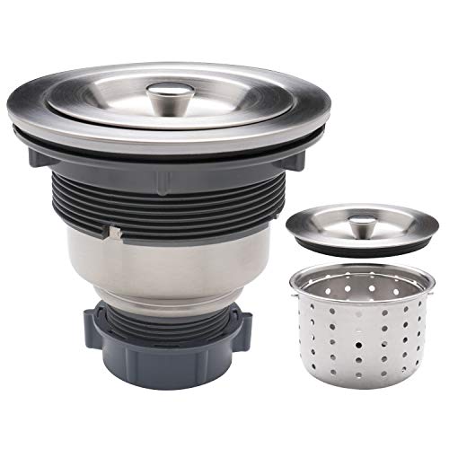 Enbol SS1 Kitchen Sink Long Threads Strainer, 31/2inch Sink Drain Strainer Assembly with