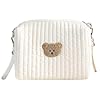 Saituo Home Wickeltasche für Unterwegs, Kleine Abwaschbar, Mini Diaper Bag für Windeln, Tücher und Spielzeug, Windeltasche Reißverschluss mit Bestickt, Bär, Bedruckt, Tasche für Die Reise (B)