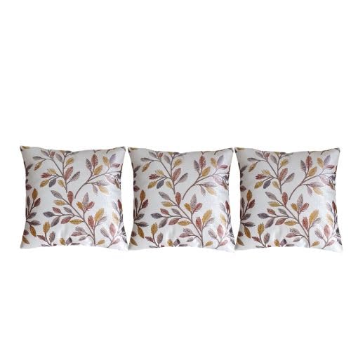 Pack of 3 Stylish Cushion Covers – Heavy Knitting Brown Floral Print Pillow Covers with Hidden Zip for Sofa, Bed & Living Room Décor – Latest Trending Throw Pillow (14x14 inch)-image-8