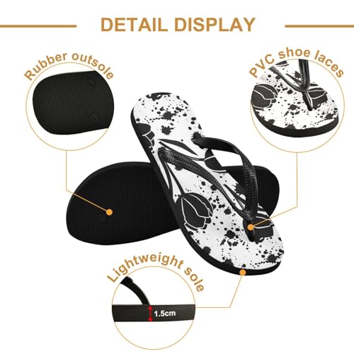Tulips Ink Black Flip Flops for Beach Thong Sandals Anti-slip Lightweight Beach Slippers for Summer Outdoor Travel3