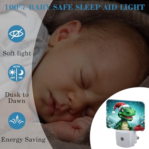 Image of Chrismas Night Light for Kids Girls Boys, Cute Christmas Dinosaur LED Night Light Plug into Wall with Dusk to Dawn Sensor for Room, Hallway, Kitchen, Bathroom, Stairs Decor