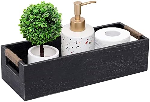 Rest room Decor Field Rest room Paper Basket-Ornamental Wood Storage Rest room Organizer,Self-importance Storage Bin&Rest room Tank Basket Topper with Rope Deal with,Lounge Dwelling Decor