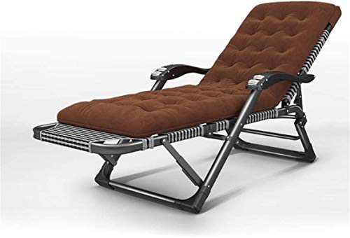 Xzgden Lightweight Recliner Chairs Reclining/Flat Lay Garden Office Camping Chair Beach Sun Lounger Pool Armchair Blackgray Weatherproof Textoline Fabric (Color : +Black Cotton Pad) #TOP4
