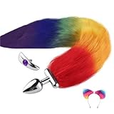 Weiche Katzenohren Stirnbänder Faux Fox Tail Bow Metal Butt Anal Plug Cosplay Adult Sex Zubehör für Frau (A)