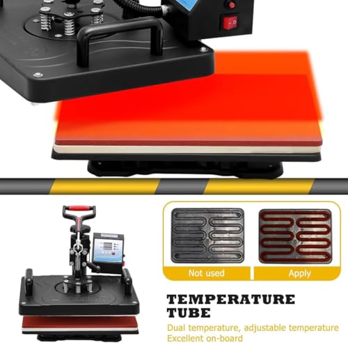 Image of Heavy Duty Digital Heat Press Machine | LCD Display | Sublimation and Vinyl Printing | T-Shirts Hoodies Cushions Flat Products | Black (12 * 15 inch)