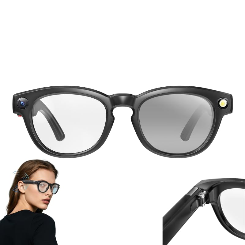 AI Smart Glasses with 8MP Camera 4K Video Real-Time Translation Bluetooth 5 3 Glasses with Speakers Auto-Dimming Lenses