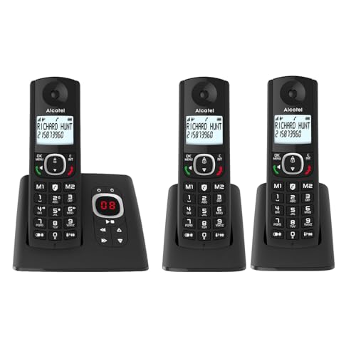 ALCATEL F530 Voice Trio - Téléphone Fixe Sans Fil DECT Avec Répondeur - Grand Écran Rétroéclairé - Haut-Parleur - Fonction Blocage Des Appels - 2 Touches De...