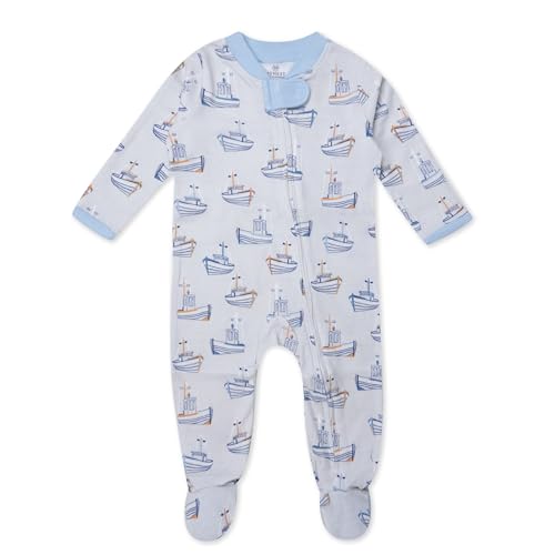 Image of HonestBaby Sleep and Play Footed Pajamas One-piece Sleeper Jumpsuit Zip-front Pjs Organic Cotton for Baby Girls, Unisex, Ships A Hoy, 3-6 Months