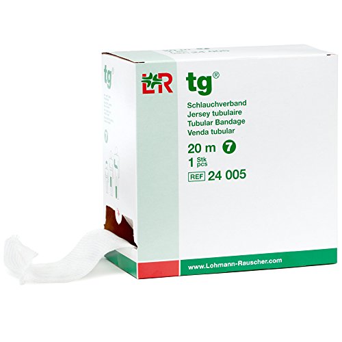 Image of Lohmann & Rauscher tg Tubular Bandage, Seamless Knit Stockinette Wrap for Lymphedema Compression Bandaging, Lightweight, 67% Cotton, 33% Viscose, Size 7, 20 m Roll