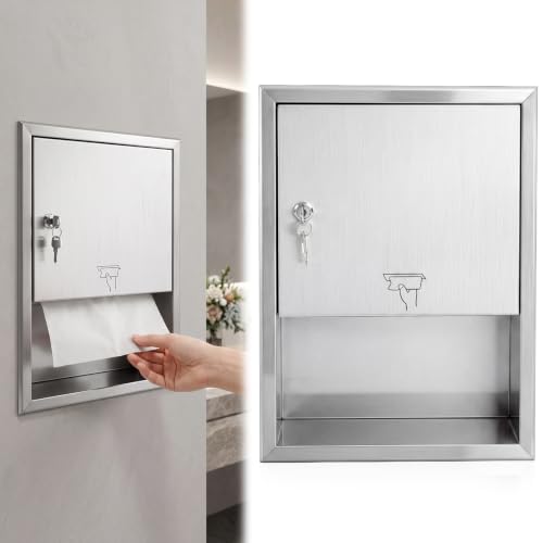 304 Stainless Steel Recessed Paper Towel Dispenser with Lock Commercial