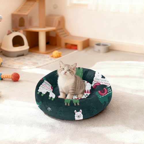 Lit antidérapant en alpaga vert foncé pour chat de taille moyenne - 4