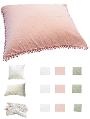 Meaning4 Pompons Taie d'oreiller Coton Rose 48x74CM Cover