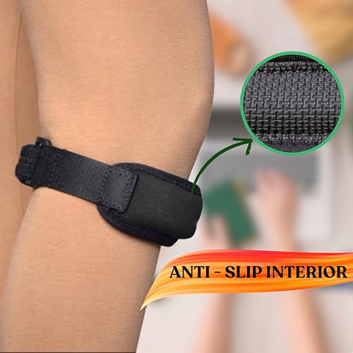 Image of Wonder Care Adjustable Patella Knee Support With Silicon Insert & Anti Slip Rubber For Knee Pain,Patella Tendon Support For Gym Squats,Running,Patellar Tendon Strap Men Women (1,Black)
