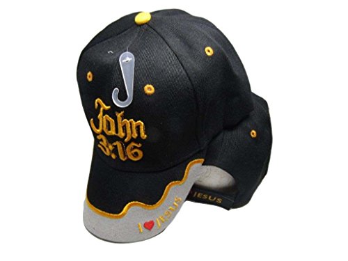 John 3:16 Jesus Christian Black Grey I Love Jesus Embroidered Cap Hat 834A