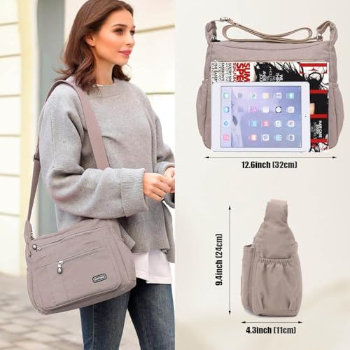 Image of Crossbody Bag for Women, Multi Pockets Waterproof Nylon Shoulder Handbag, Lightweight Crossbody Purse for Ladies