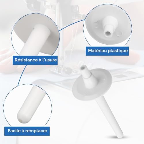 Goupille de bobine de machine à coudre, 3 pièces broche de bobine auxiliaire broches de bobine support de bobine de fil de remplacement pour la plupart des machines à coudre – vue 9