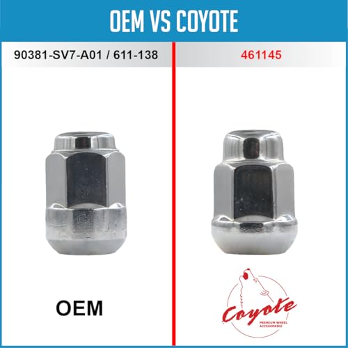 Image of Wheel Accessories Parts 20 pcs M12x1.5 12x1.5 Thread OEM Style Lug Nuts 1.38 inch Long Chrome 3 /4 inch 19mm Hex Fits Alloy Wheels 1980-10 Accord Civic 90381-SV7-A01 ｜ 611-138