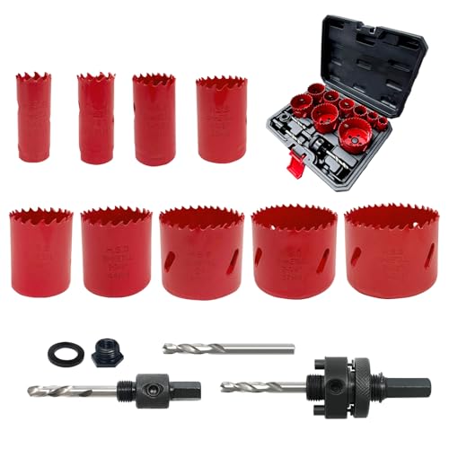 NORTOOLS Hole Saw Set Bi-Metal,15 Pcs M3 Cobalt HSS 3/4"-2-1/2" (19-64mm) Hole Saw Kit in Case with Mandrels for Metal Wood and Plastic with Clean and Smooth Cutting Edge