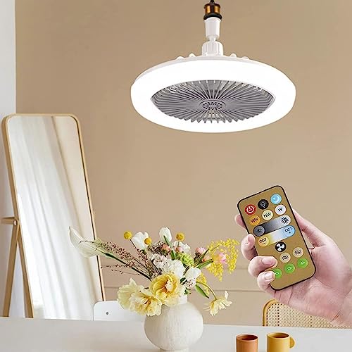 AISEN LED Ceiling Fan with Lights,Smart Fan Light,30W Dimmable Noiseless Ceiling Fan with Timer,Ceiling Light with Fan and Remote,3 Speeds,Small Electric Fan Lamp (Gray (with remote control))