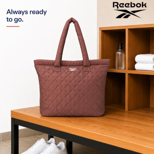 Image of Reebok Womens Tote Bag - Lightweight Carry On Puffer Quilted Tote Bag for Travel Work Travel and Daily Essentials